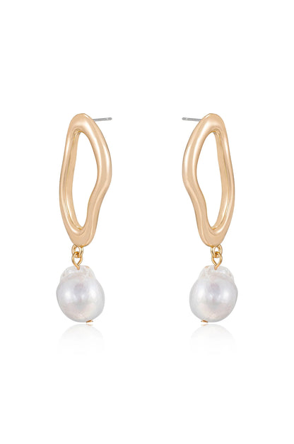 Open Circle Freshwater Pearl Earrings