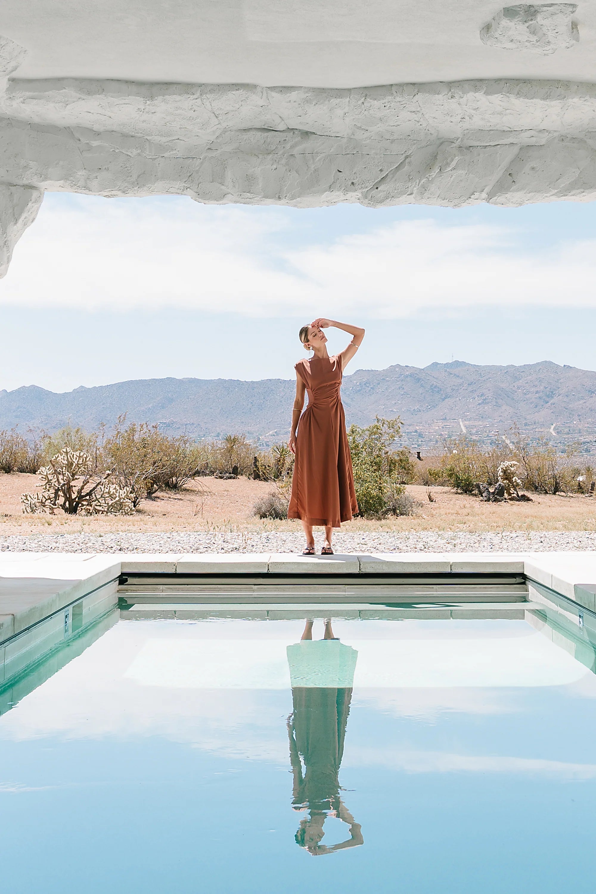 Nora Midi Dress in Terracotta