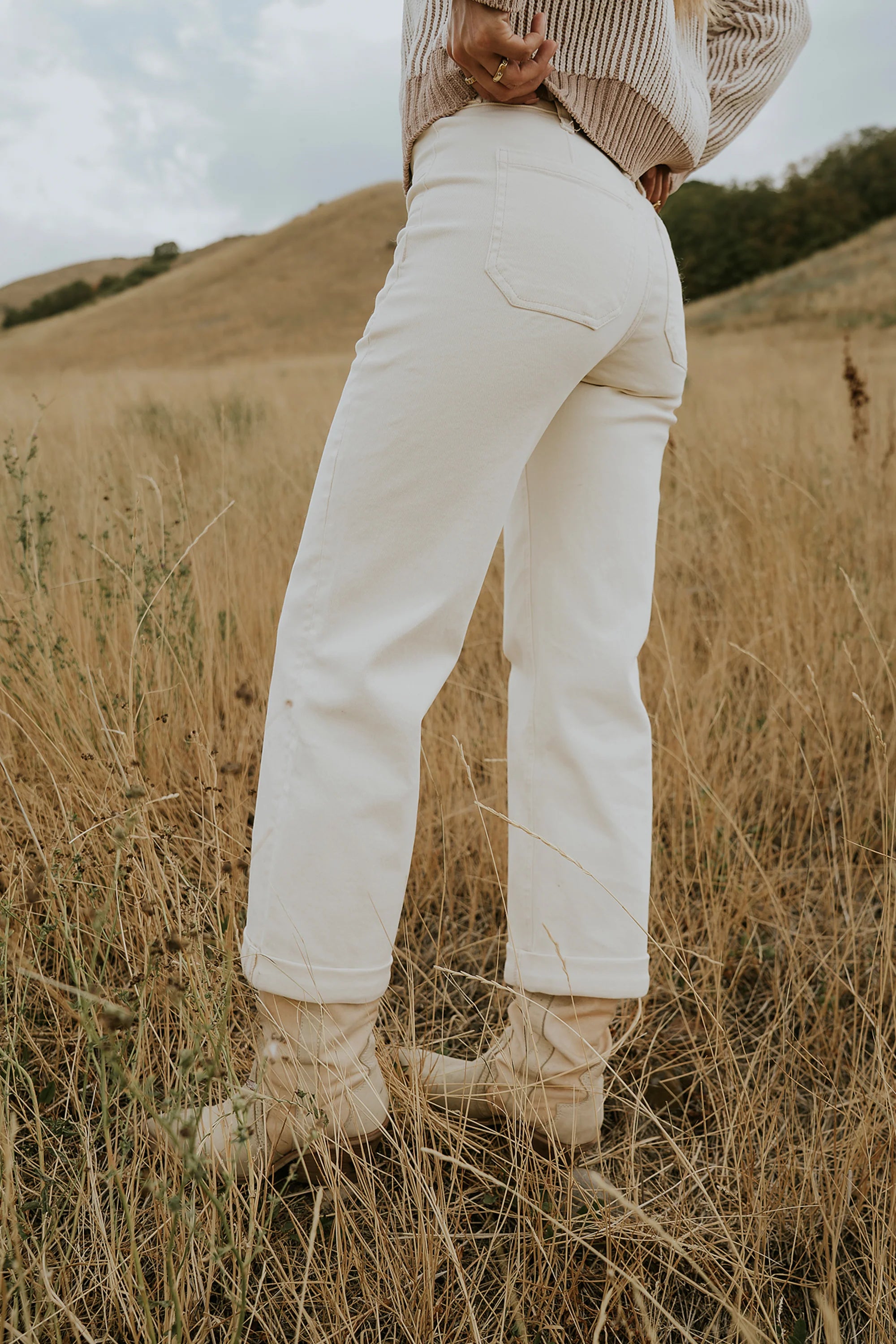 Amber Wide Leg Jeans in Cream