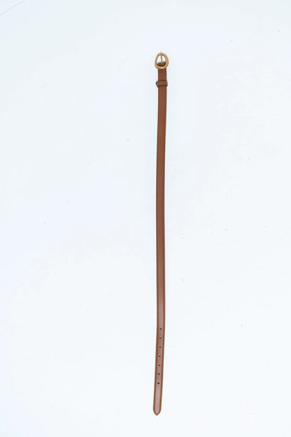 Delia Brushed Gold Belt in Tan