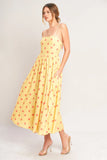 GOLDEN SUMMER POLKA DOT YELLOW MIDI DRESS