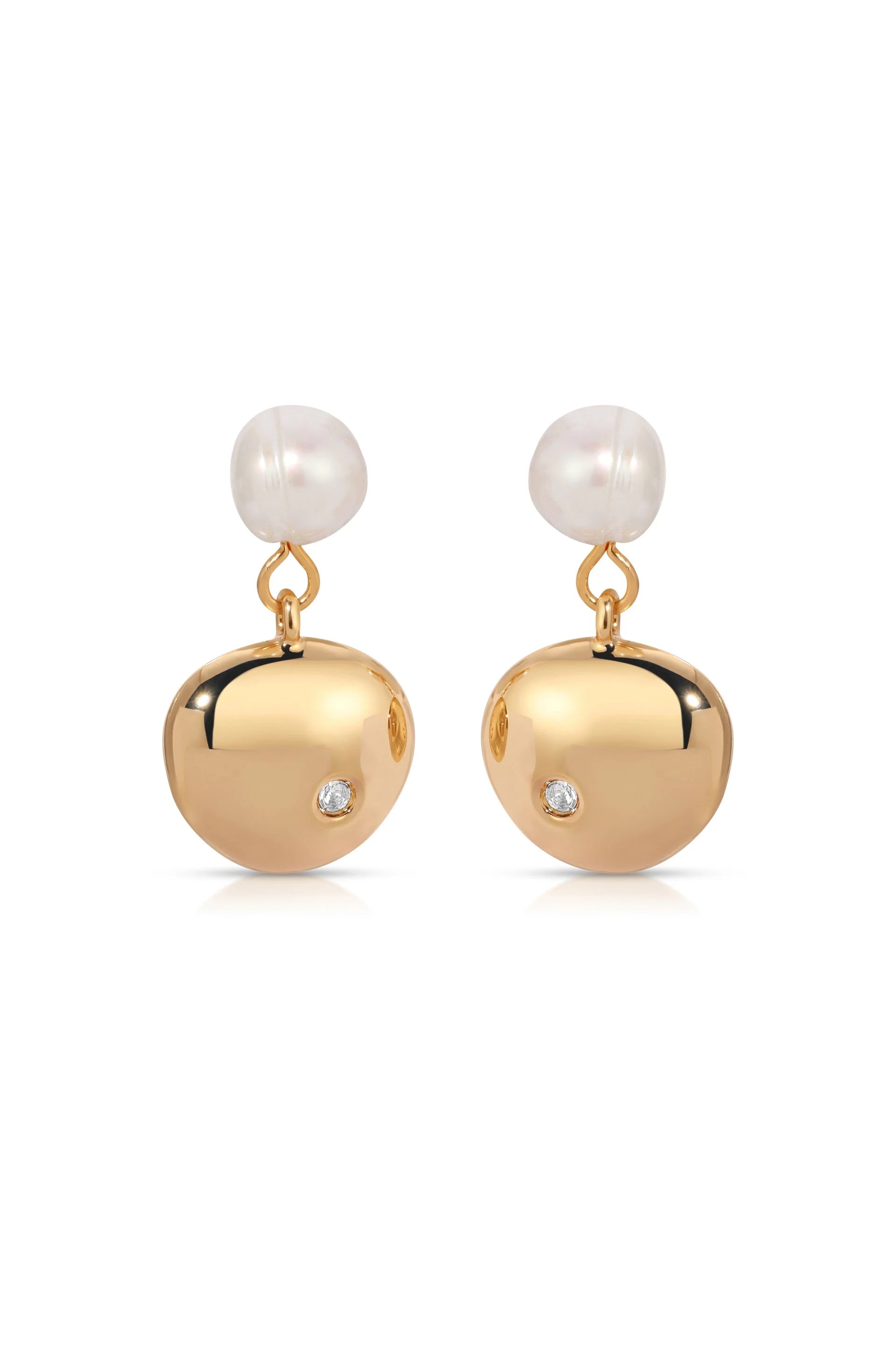 Small Pebble and Pearl Dangle Earrings