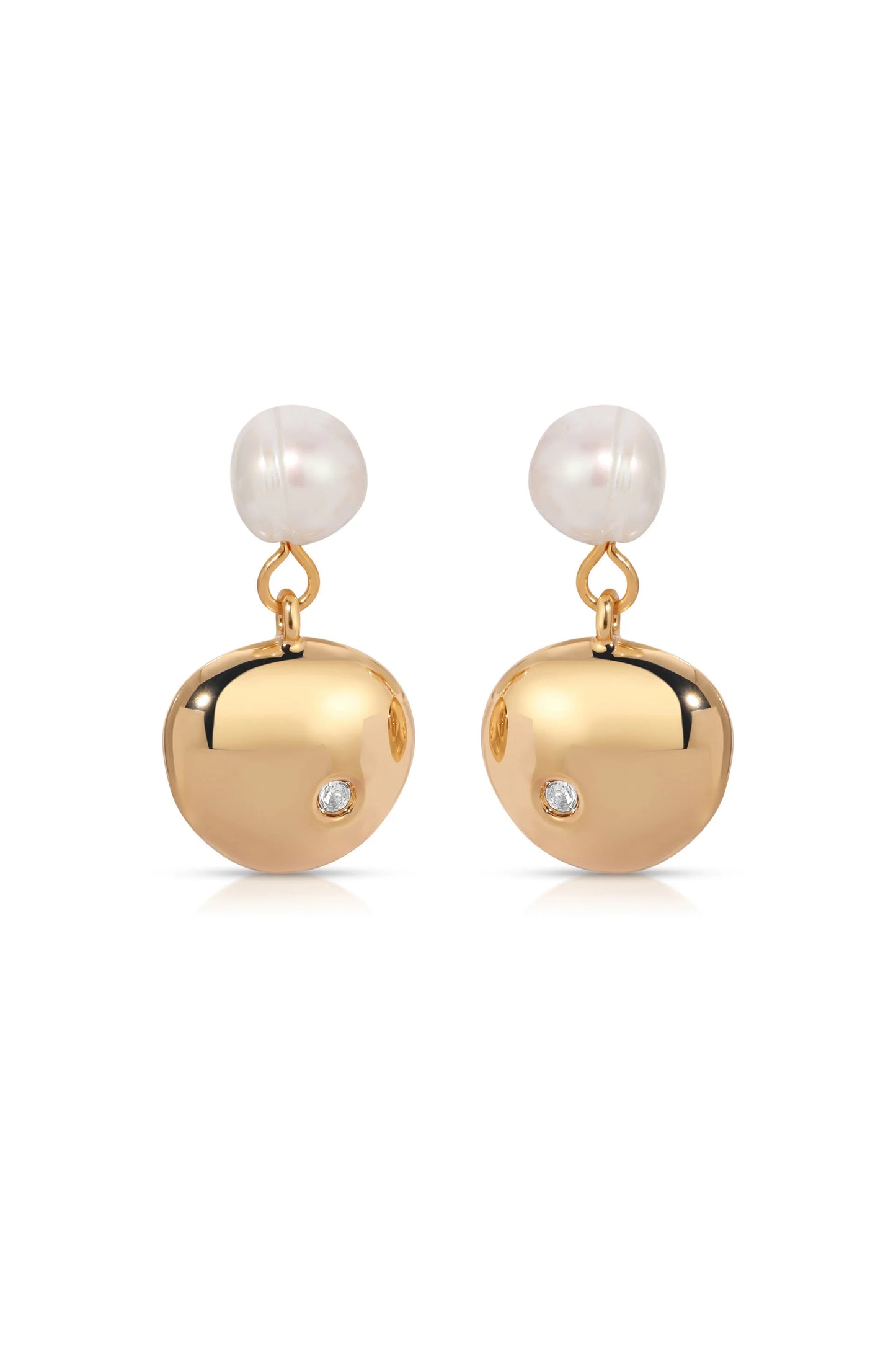 Small Pebble and Pearl Dangle Earrings