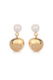 Small Pebble and Pearl Dangle Earrings