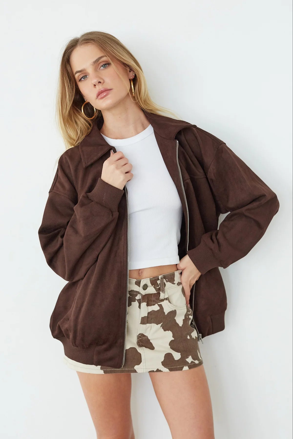Cassie Suede Bomber Jacket