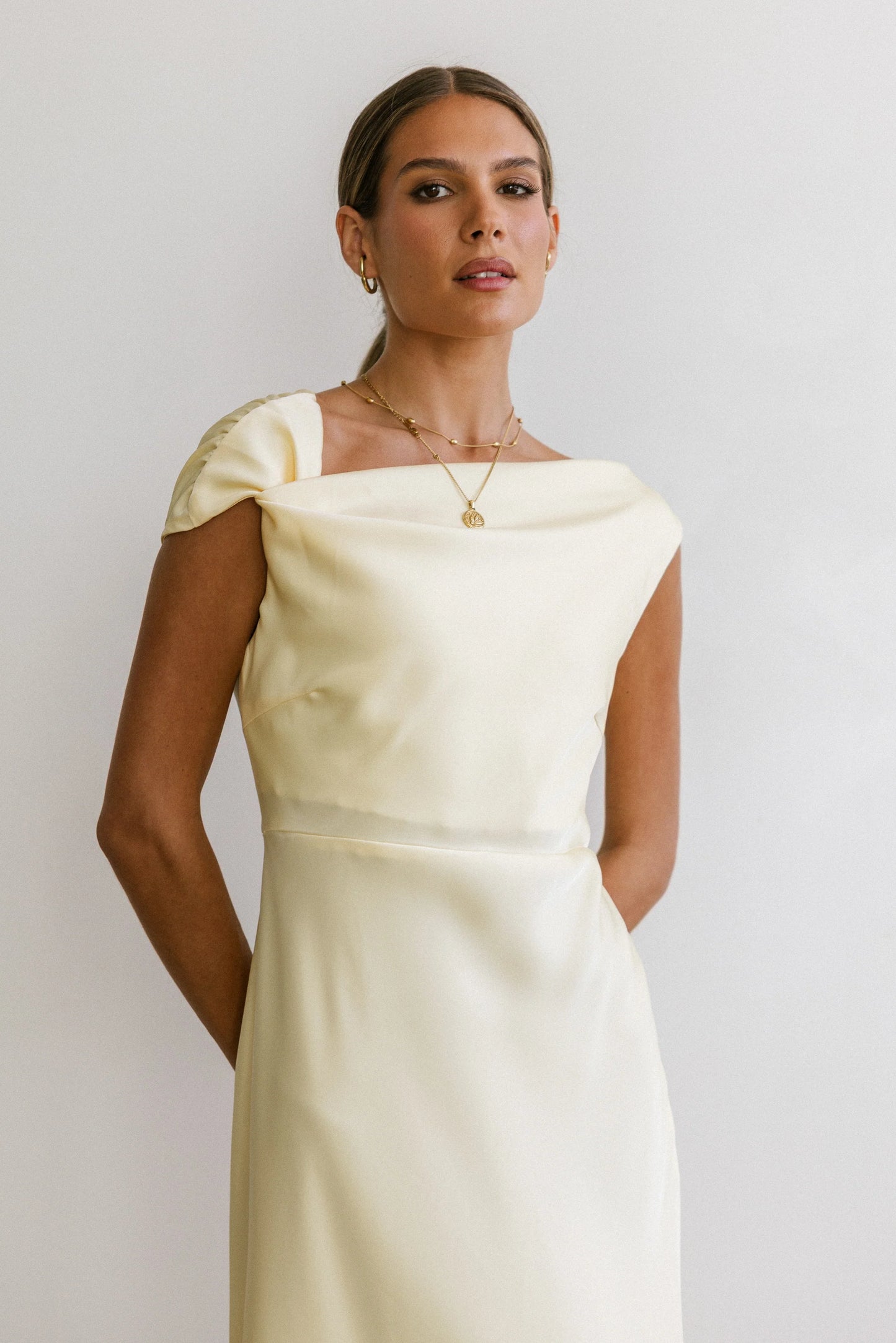 Rodney Asymmetrical Maxi Dress in Yellow