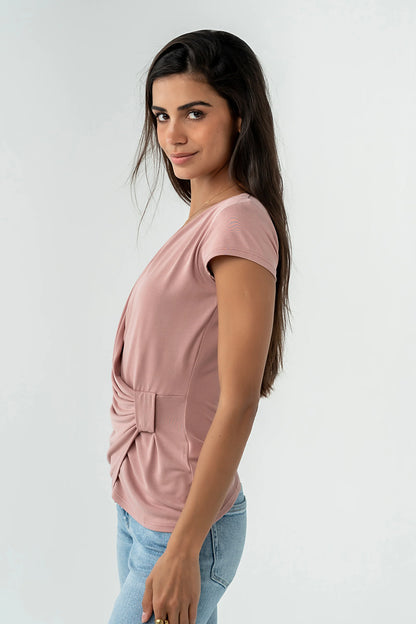 Brenda Cross Top in Mauve