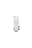 White Satin Pump with Crystal Embellished Cross Strap