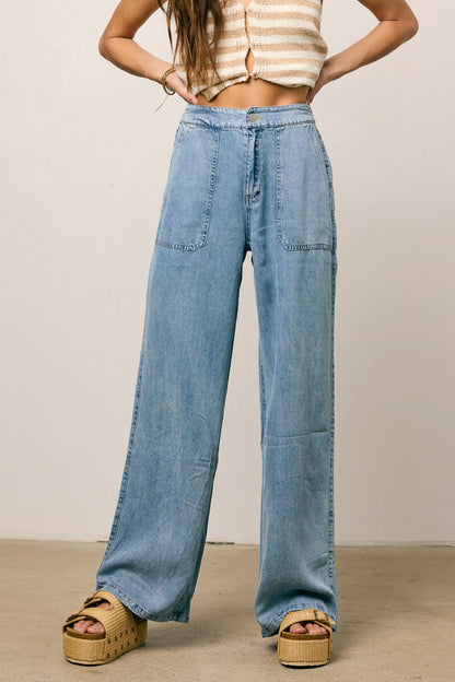Reece Wide Leg Pants in Blue