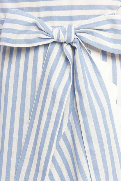 TIED TO YOU BLUE STRIPED MIDI DRESS