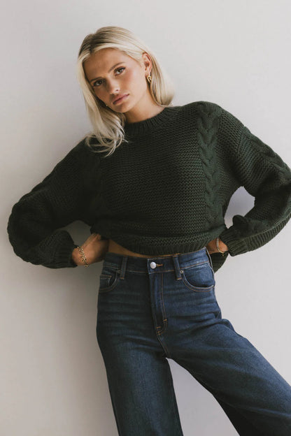 Zaidee Knit Sweater in Hunter Green FINAL SALE