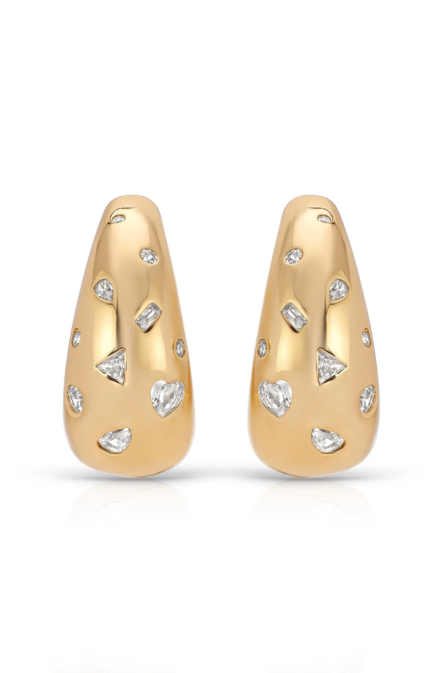 Bezel Crystal Dotted Hoop Earrings