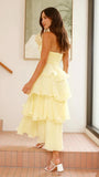 Gabby Maxi Dress Lemon Yellow Strapless Tiered Dress