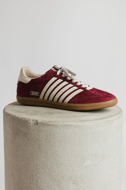 Stevie Striped Sneaker in Wine FINAL SALE