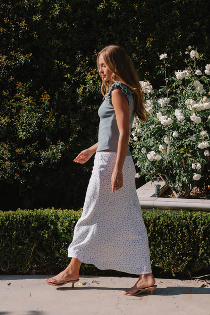 Moxie Floral Maxi Skirt in Off White