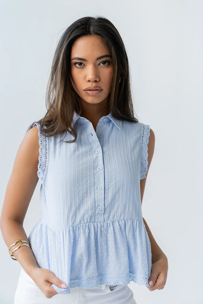 Julian Collared Blouse in Blue