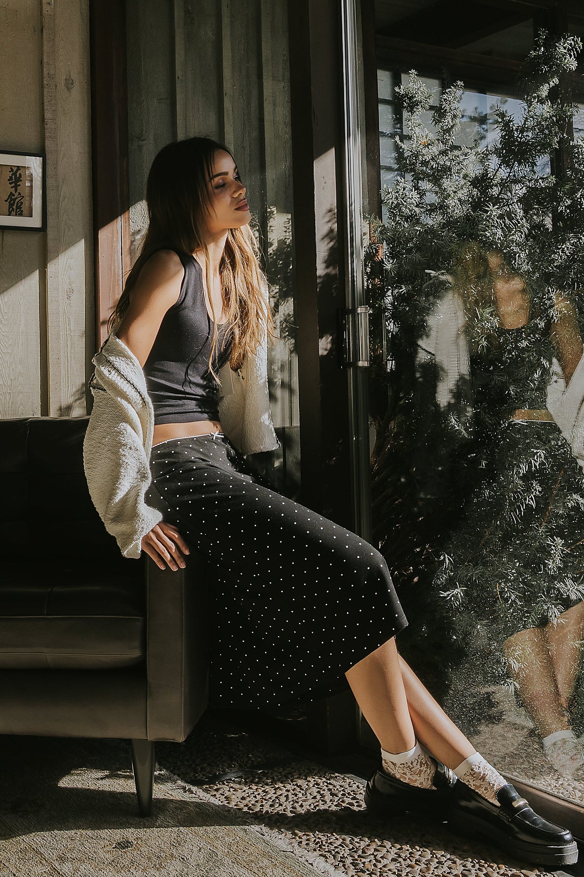 Jordyn Polka Dot Skirt in Black