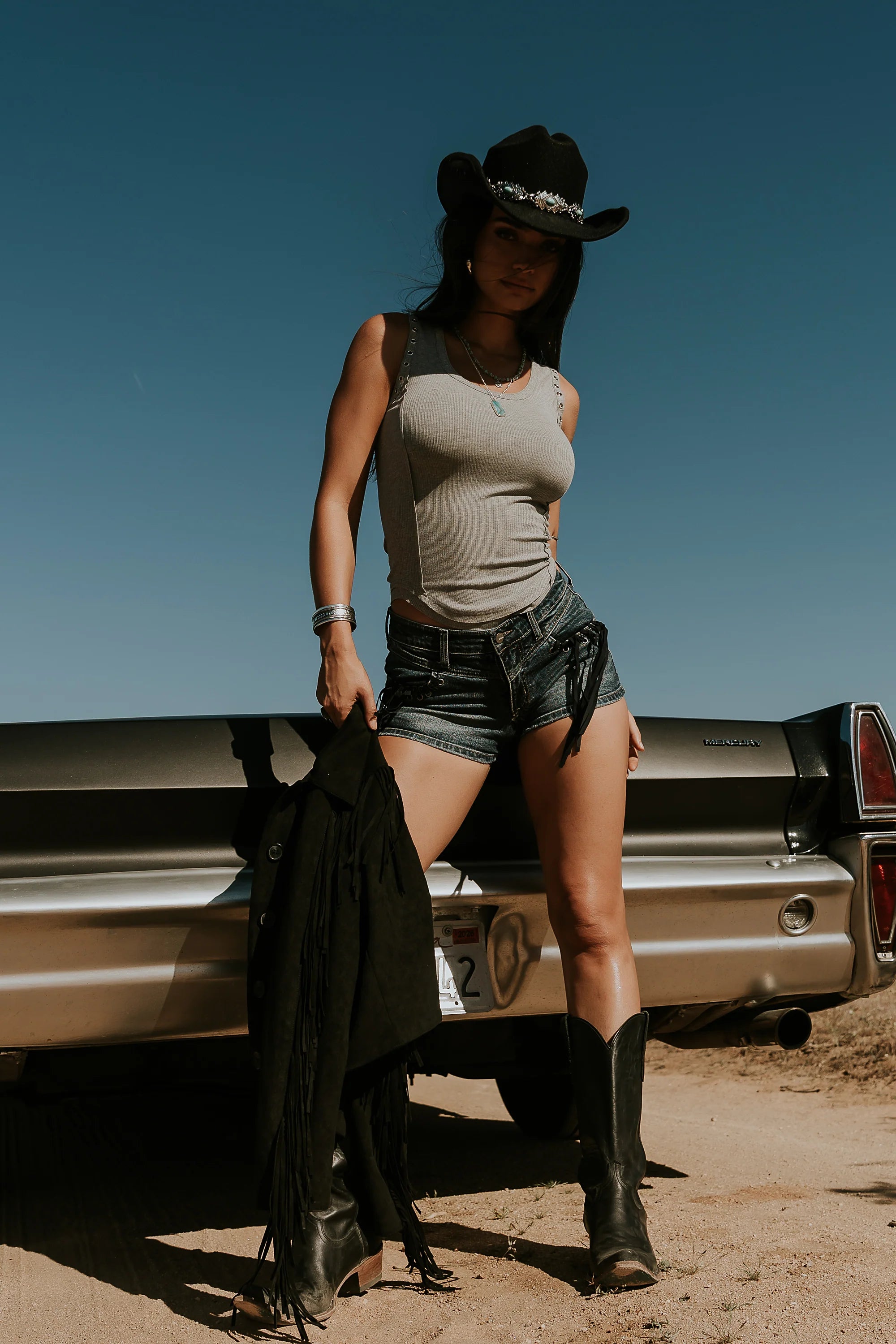 Leia Fringe Micro Shorts in Medium Wash