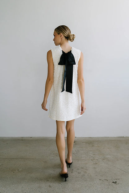 Bessie Sequin Mini Dress in Cream FINAL SALE