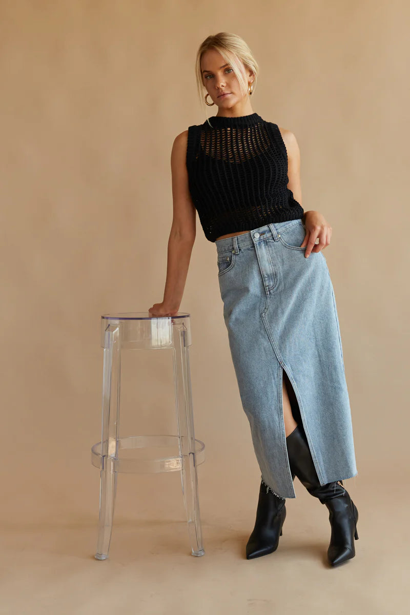 Hayden Denim Midi Skirt