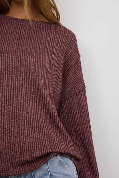 Tate Knit Sweater in Burgundy