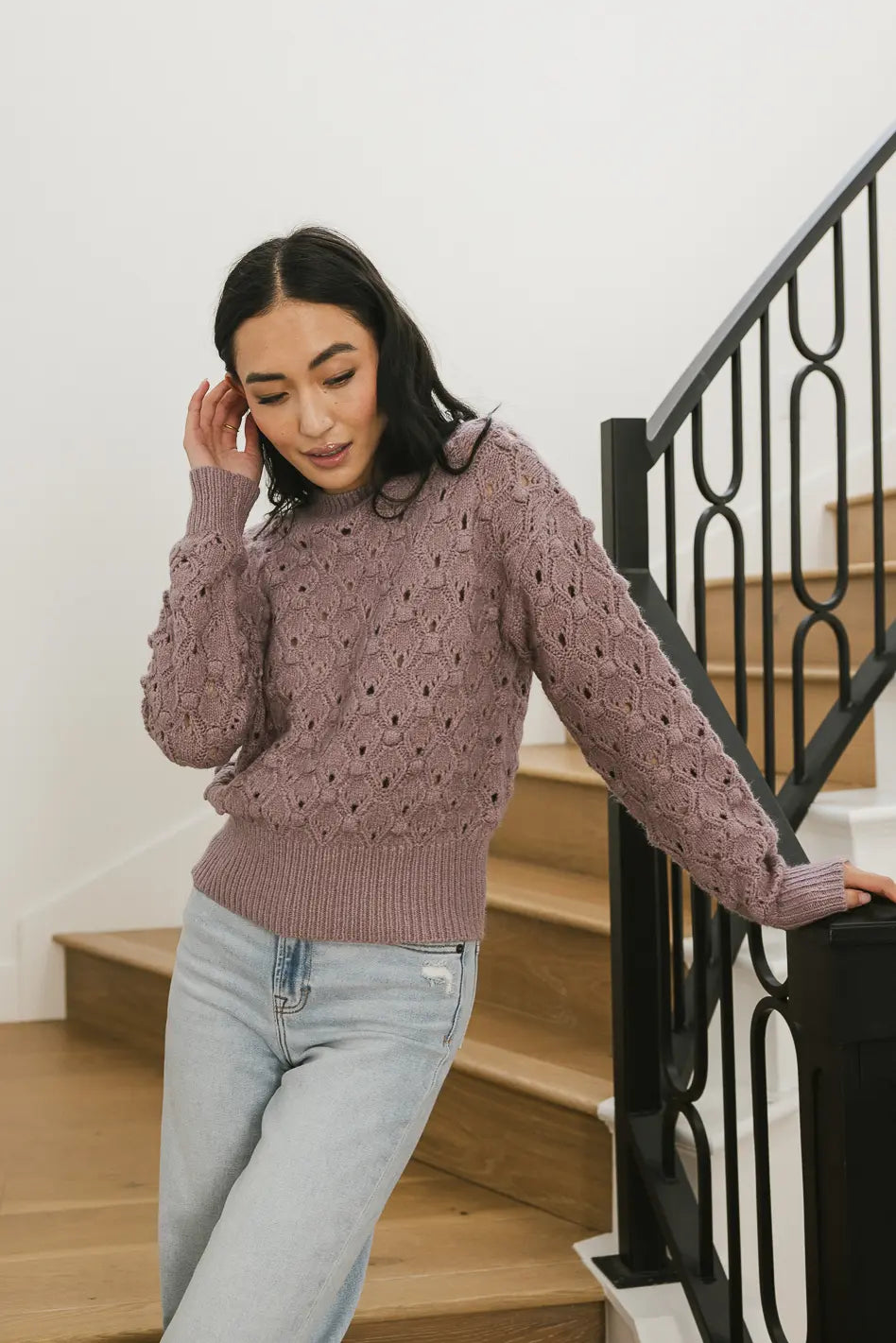 Tessa Pointelle Sweater in Lavender FINAL SALE