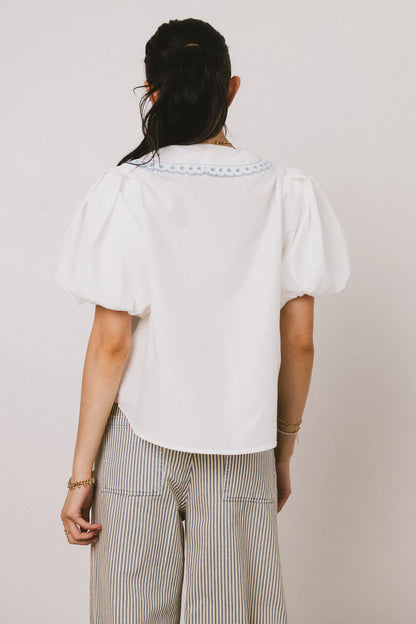 Lara Embroidered Blouse in Off White FINAL SALE