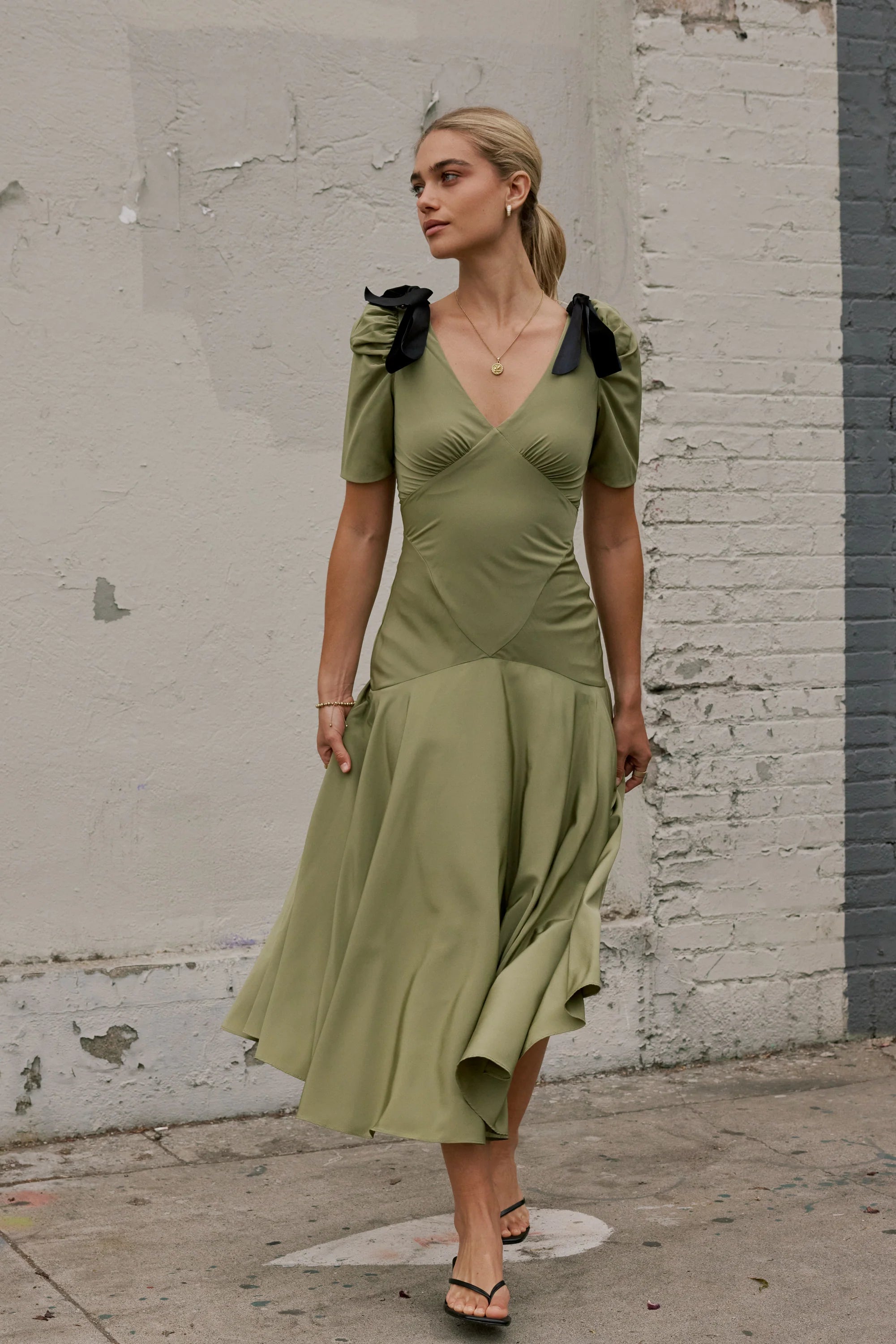 Nellie Drop Waist Maxi Dress in Sage FINAL SALE
