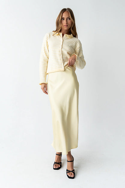 Tory Satin Maxi Skirt in Yellow
