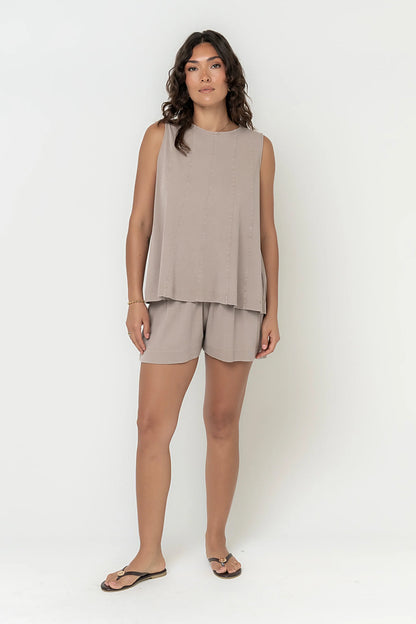 Kaytee Ribbed Top in Taupe
