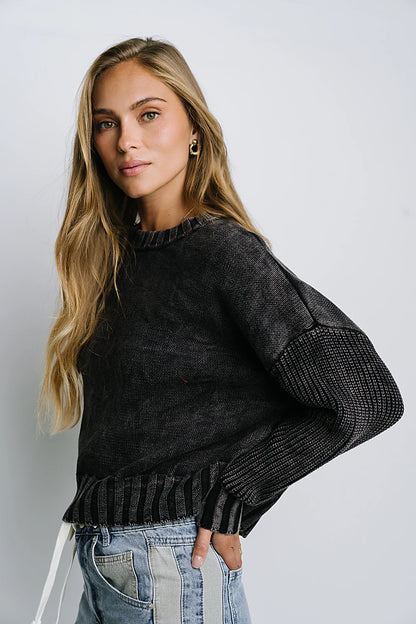 Payton Knit Sweater in Washed Black FINAL SALE
