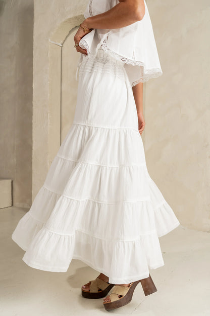 Mira Maxi Skirt in White FINAL SALE
