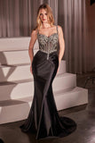 Artemis Gown Leaf Inspired Crystal Satin Dress