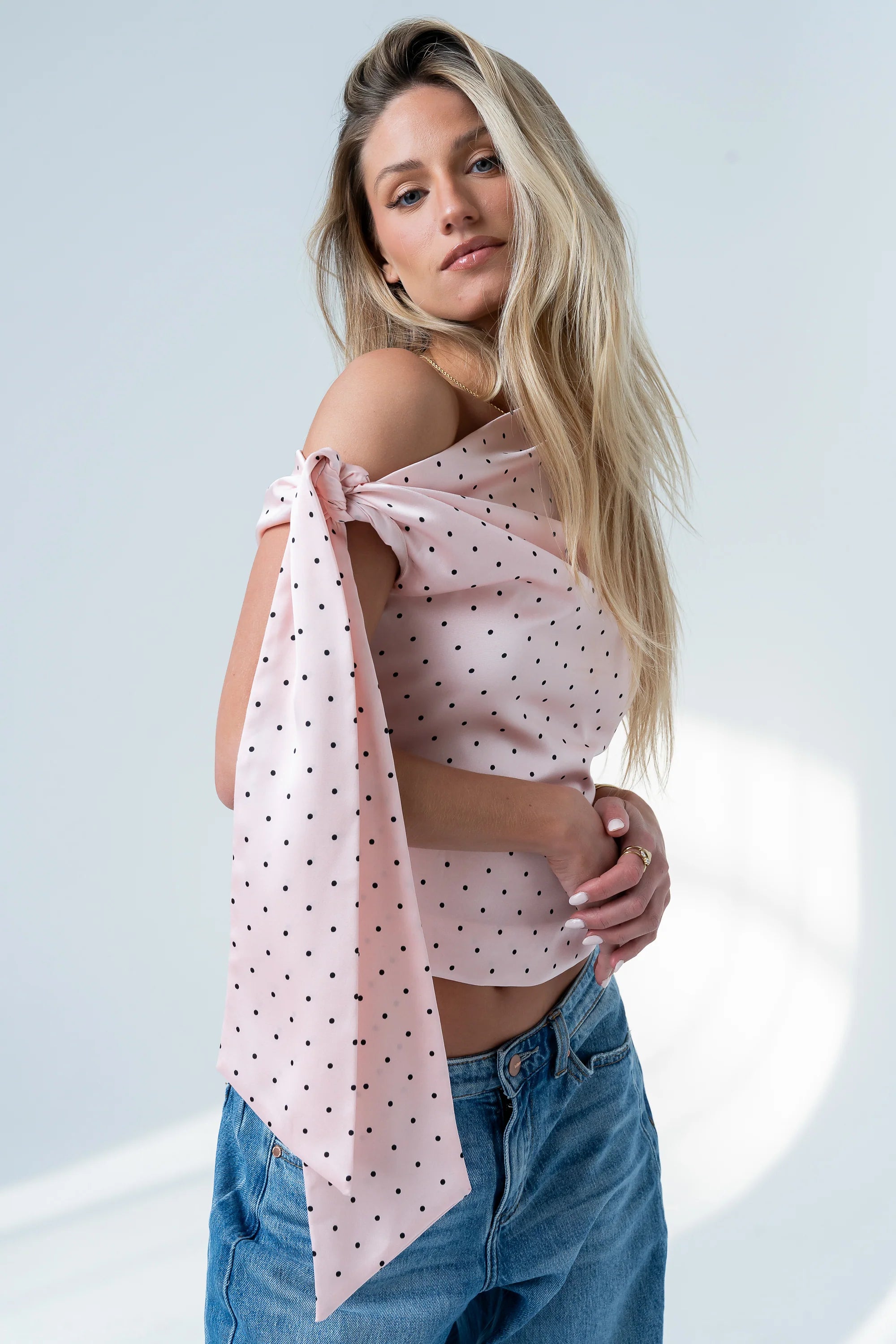 Haven Satin Polka Dot Top in Pink FINAL SALE