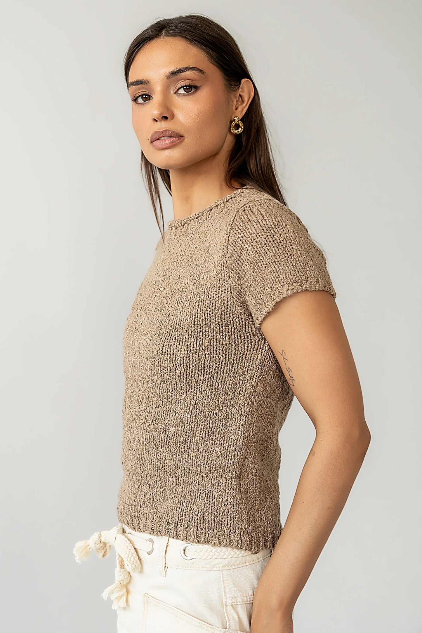 Zoey Knit Sweater in Taupe