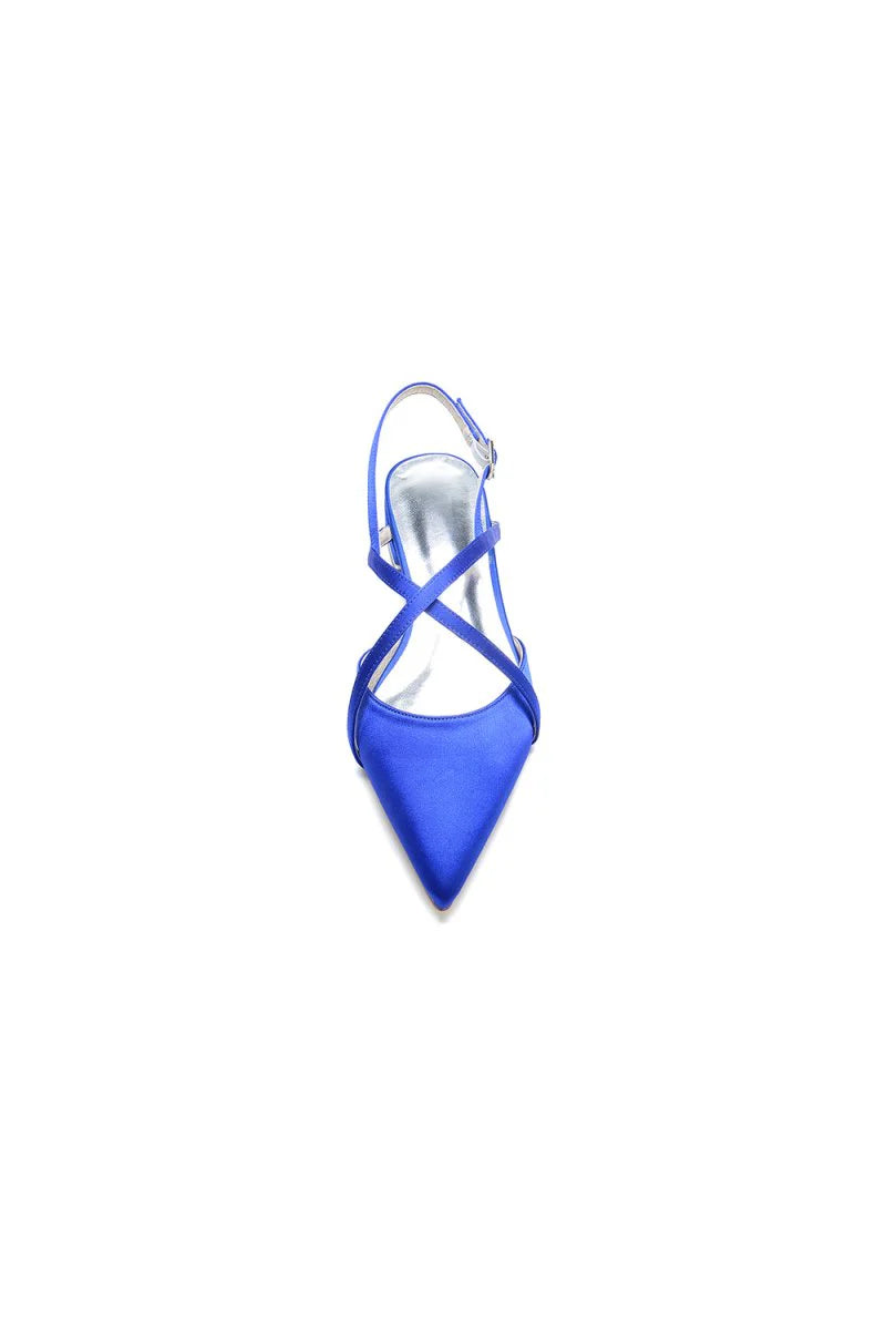 Simple Pointed Toe Ankle Straps Kitten Heels
