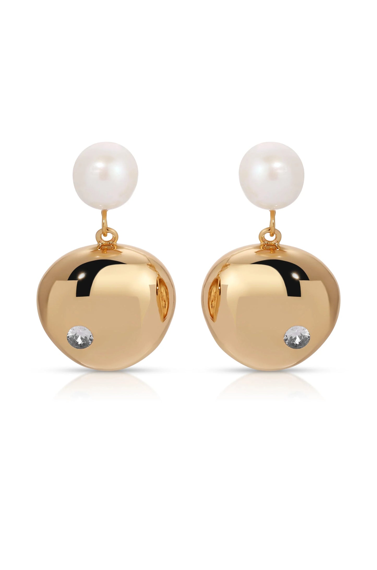 Large Pebble and Pearl Dangle Earrings
