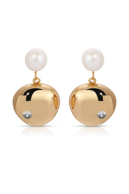 Large Pebble and Pearl Dangle Earrings