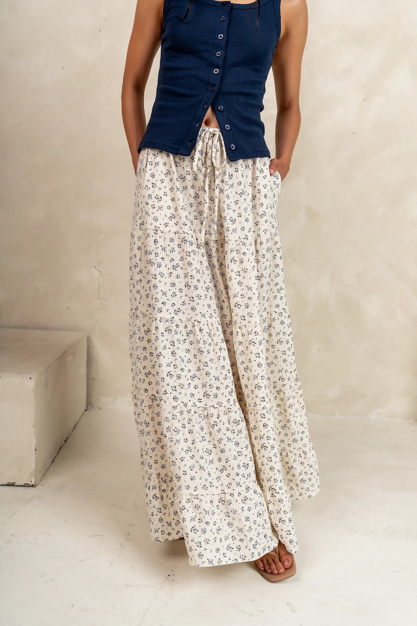 Marlee Floral Maxi Skirt in Cream FINAL SALE
