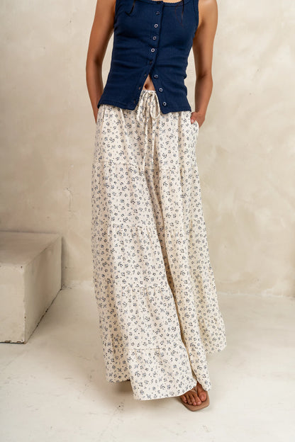 Marlee Floral Maxi Skirt in Cream FINAL SALE