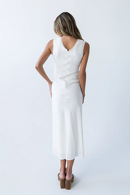 Hailey Lace Trim Maxi Dress in Ivory
