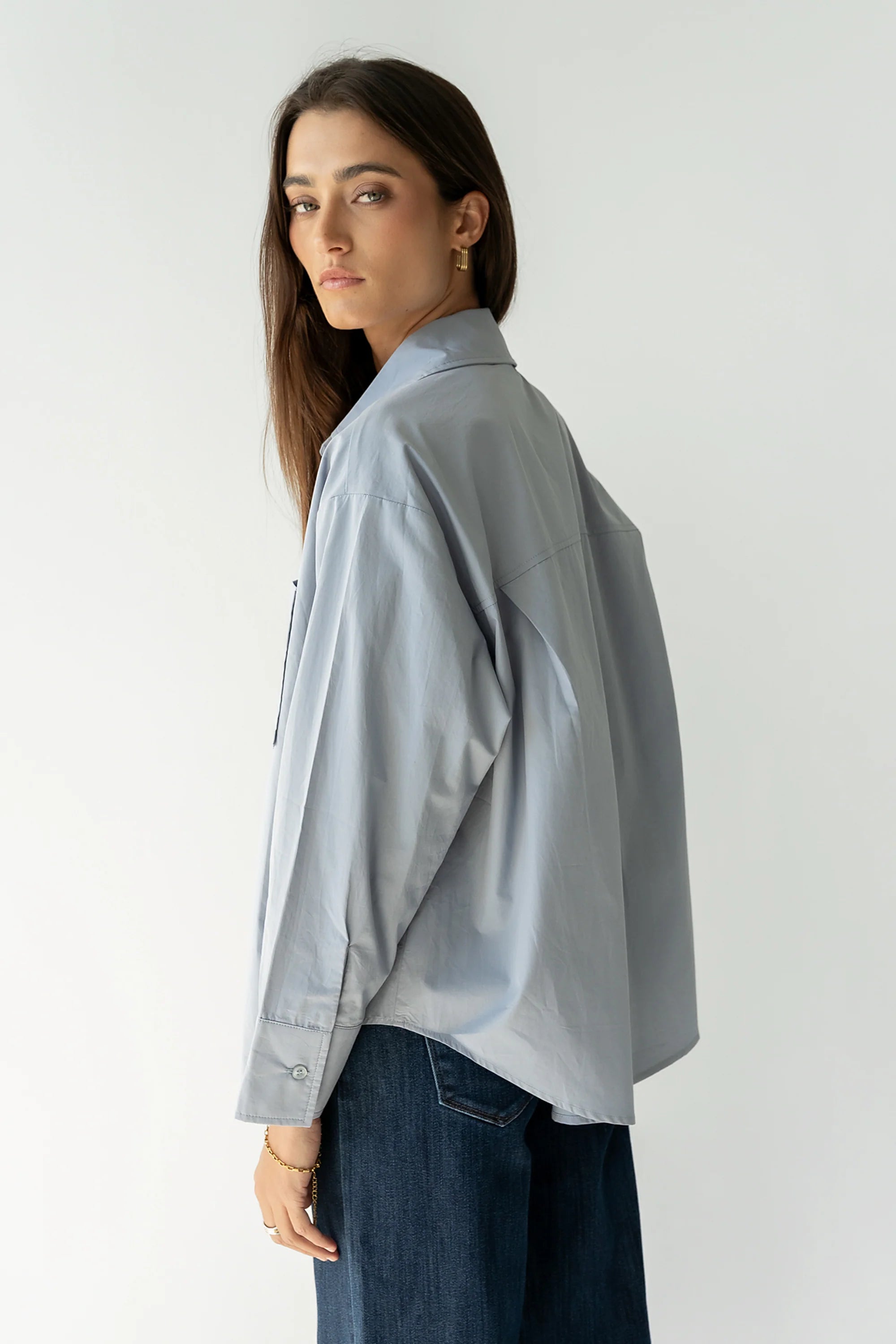 Markell Oversized Button Up in Blue