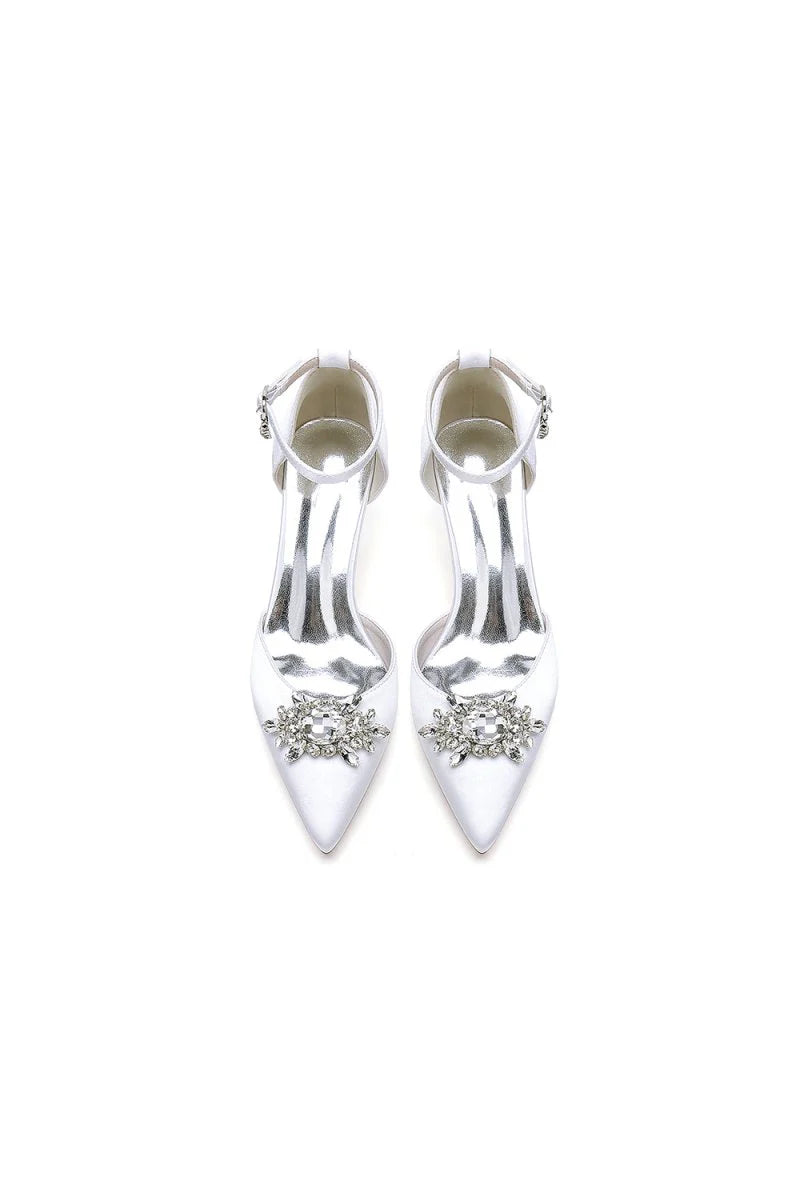 Pointed Toe Rhinestone Kitten Heels