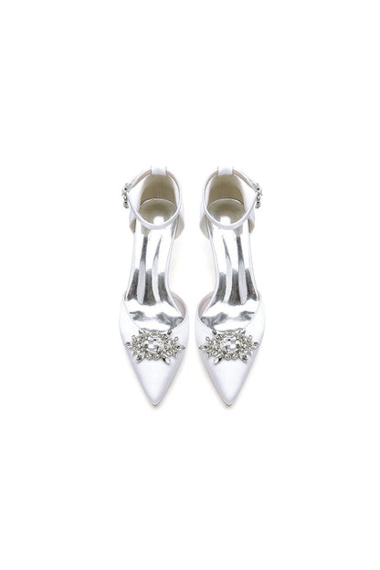 Pointed Toe Rhinestone Kitten Heels