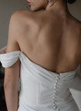 Sheath One Shoulder Sleeveless Satin Wedding Dresses with Slit