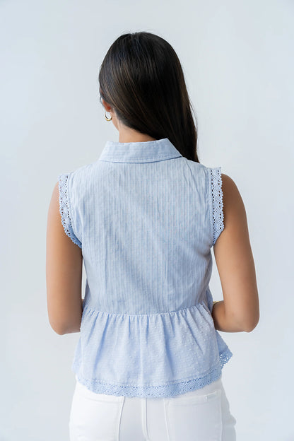 Julian Collared Blouse in Blue