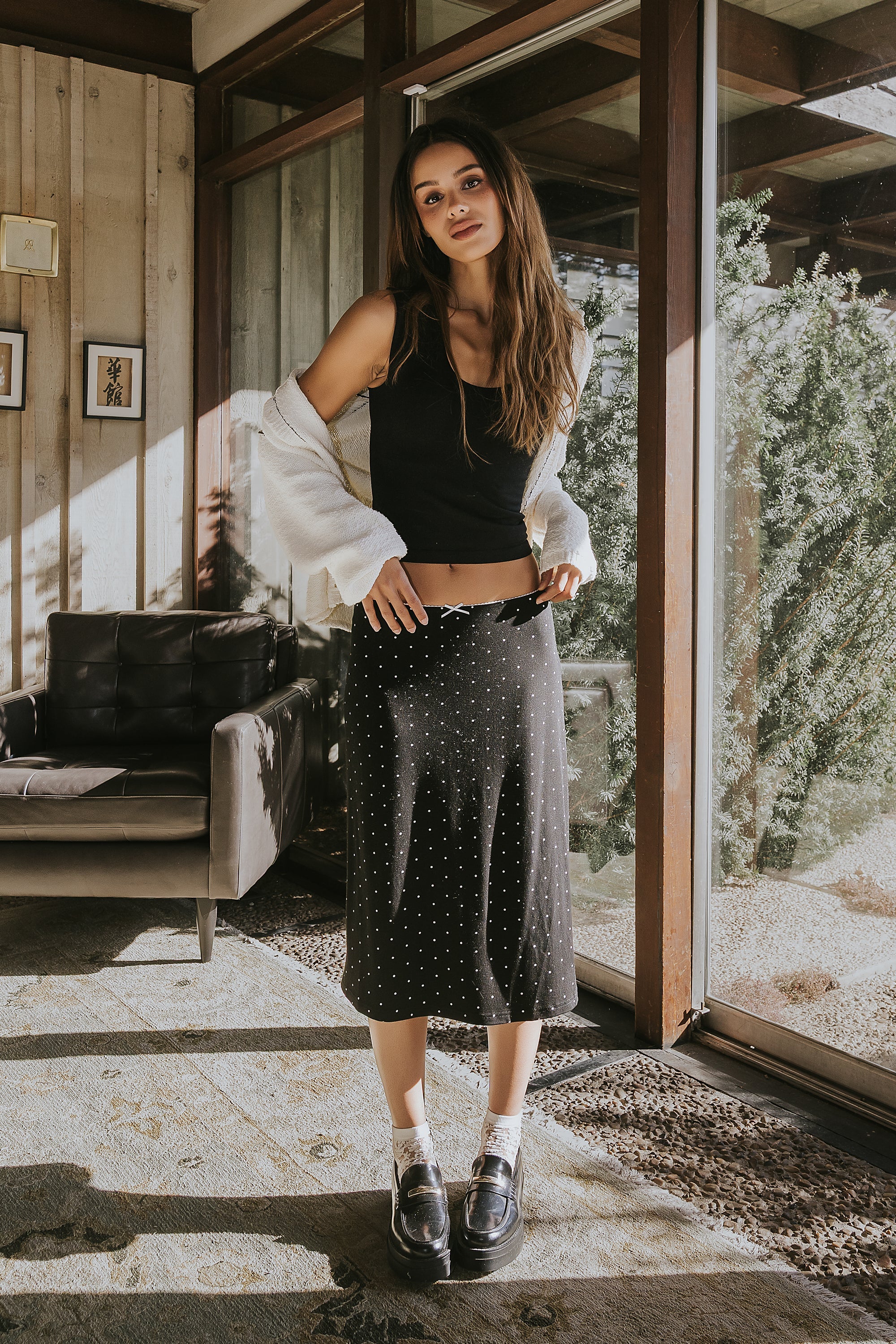 Jordyn Polka Dot Skirt in Black