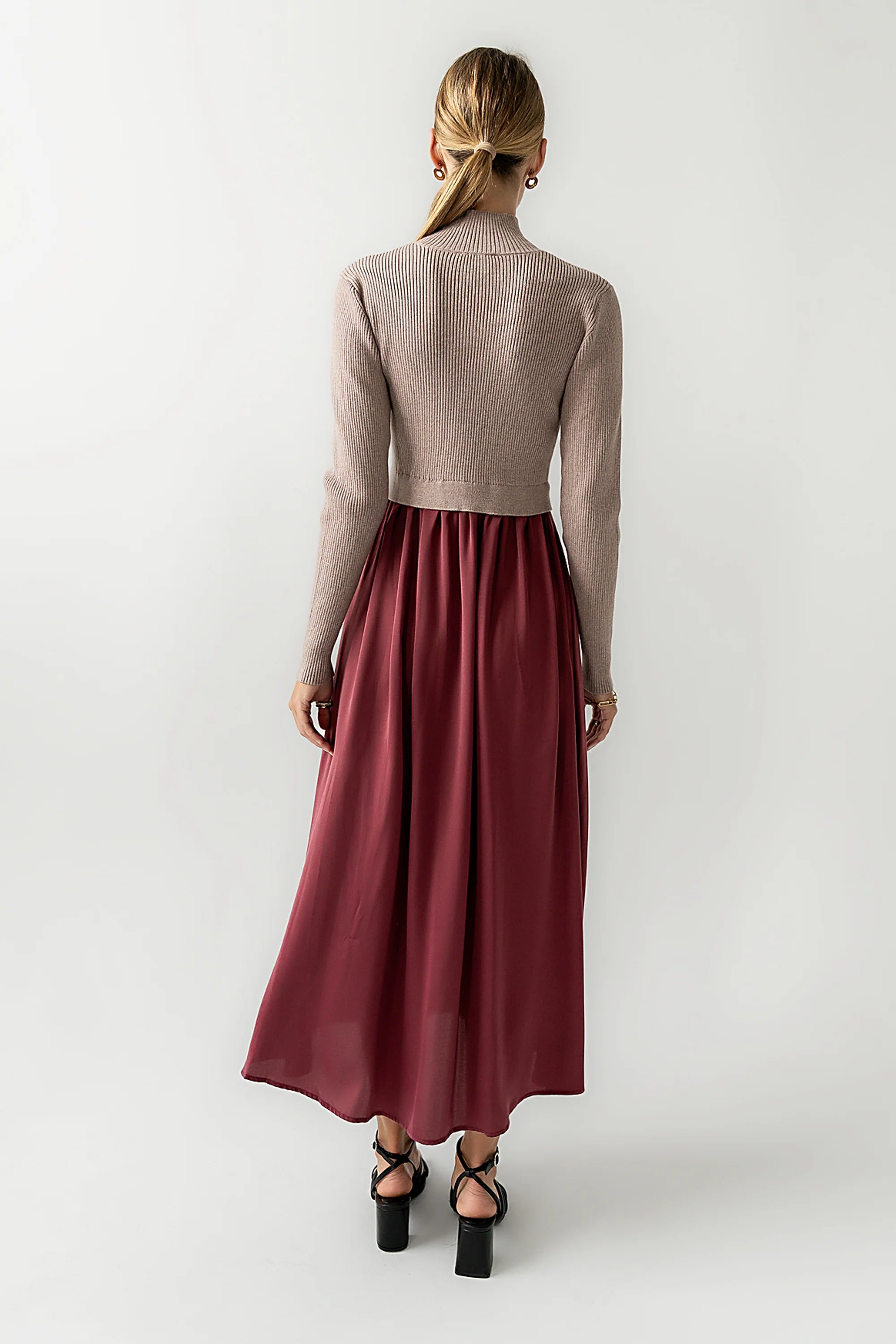 Zeda Midi Dress in Wine FINAL SALE
