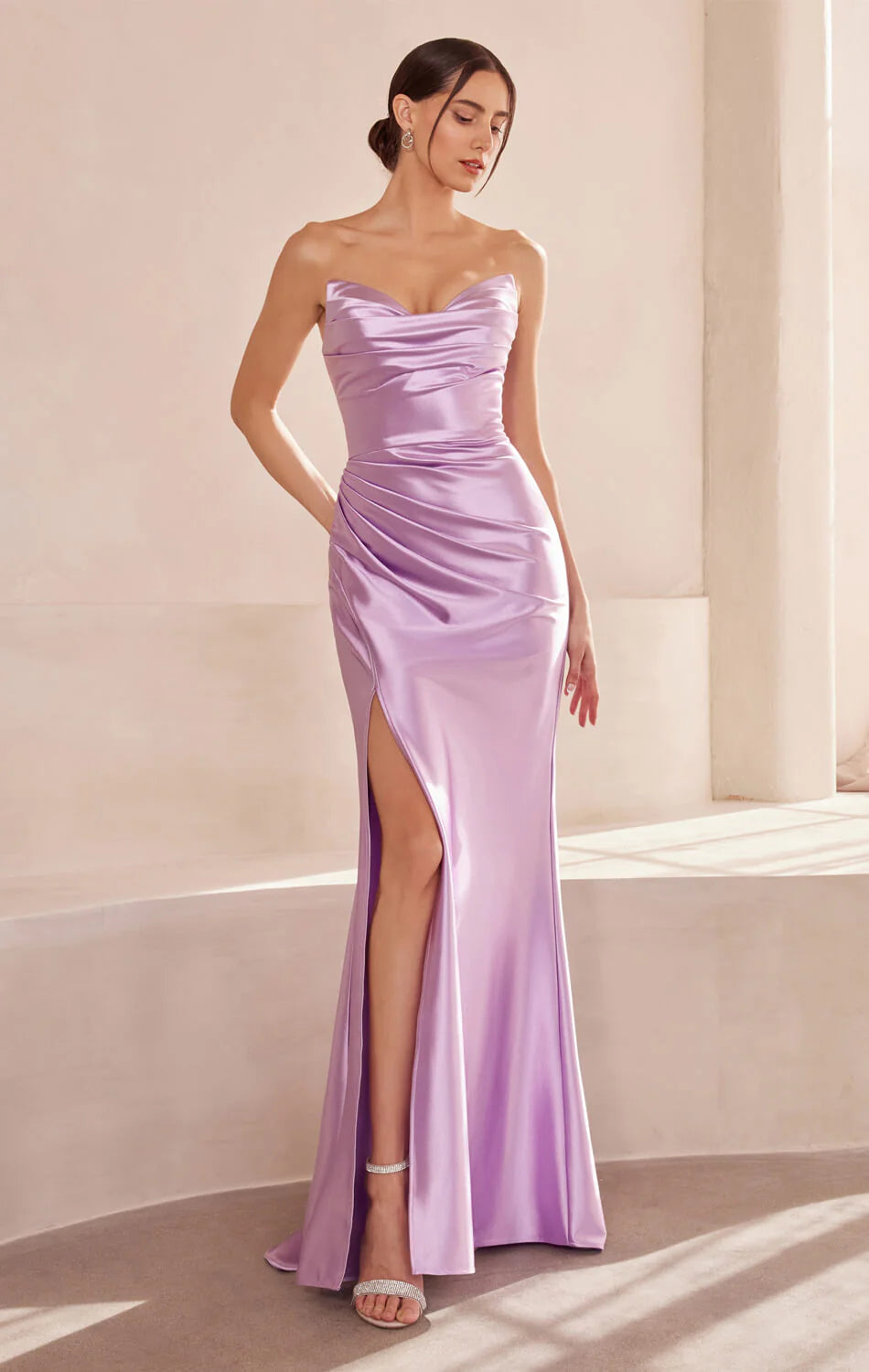 Micah Maxi Dress Strapless Satin Dress with Gathered Detail