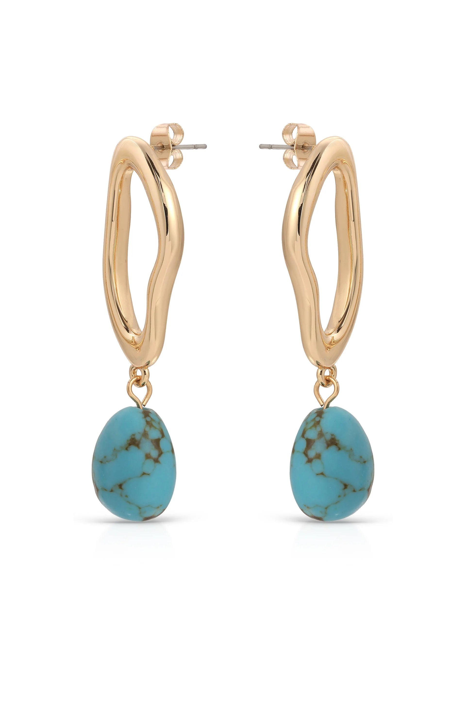 Open Circle Turquoise Dangle Earrings